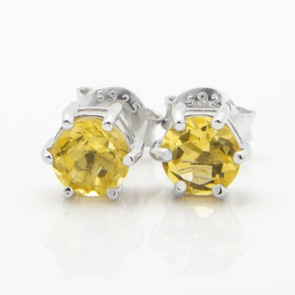 Sterling Silver Citrine Stud Earrings - Picture 1 of 3